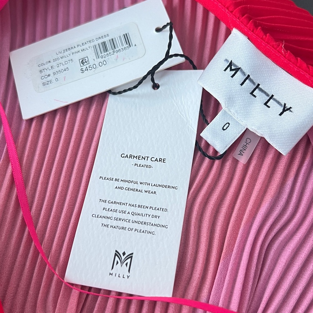 Milly Liv Zebra Pleated Dress Size 0 NWT - Picture 9 of 9